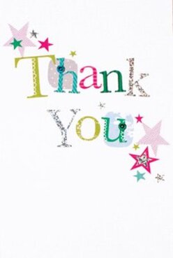 This thank you card captures the brightness of a Mortlake summer, brimming with jubilant hues and thoughtful design. The phrase 'Thank You' is artfully presented in a series of lively, stitched letters, each uniquely patterned-some glimmering with silver, others boasting fuchsia spots or tranquil blue waves. Stars in shades of magenta, teal, and gold are scattered across the corners, reminiscent of confetti fluttering after riverside celebrations near Barnes Bridge. The pure white background frames these joyful details, making space for each letter's festive energy to shine, much like fresh bouquets ready for same-day delivery from Flowers Mortlake to East Sheen. The tactile quality of the card, with its softly raised patterns, adds a sense of craftsmanship akin to arranging fragrant blooms by hand. Imagining this card paired with a vibrant floral arrangement, it's easy to sense the reassurance and genuine appreciation it carries-a quality as enduring as Mortlake's neighbourly bonds. Every artistic touch underscores the thoughtful creativity of a local florist, designed to brighten a recipient's day and reflect the gratitude at the heart of our riverside community.